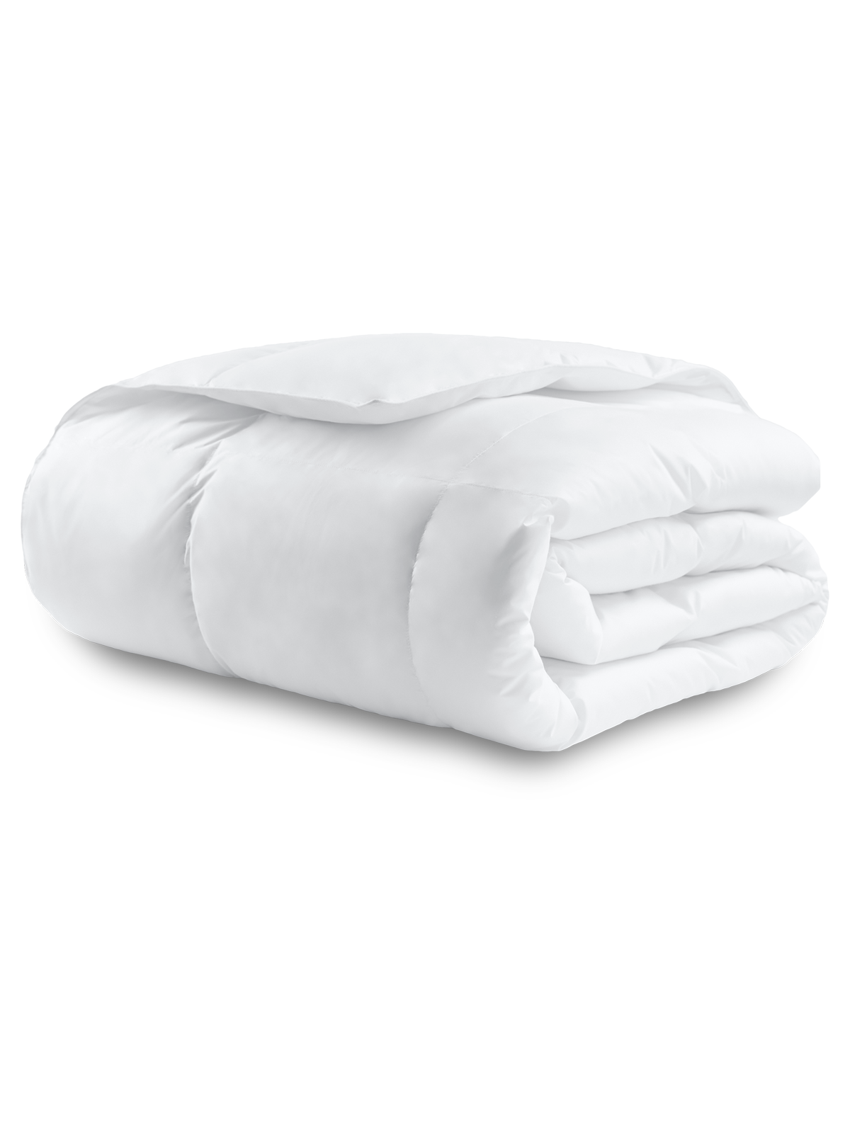 A folded Four Seasons Down Alternative Duvet, white, polyester, baffle box construction