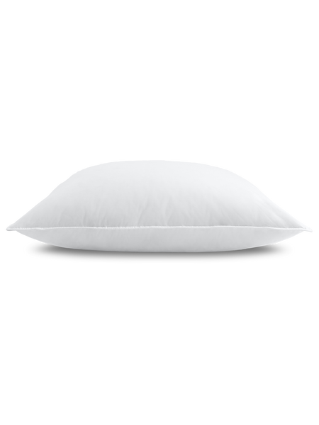 Elegant square pillow lying down in Signature White color.