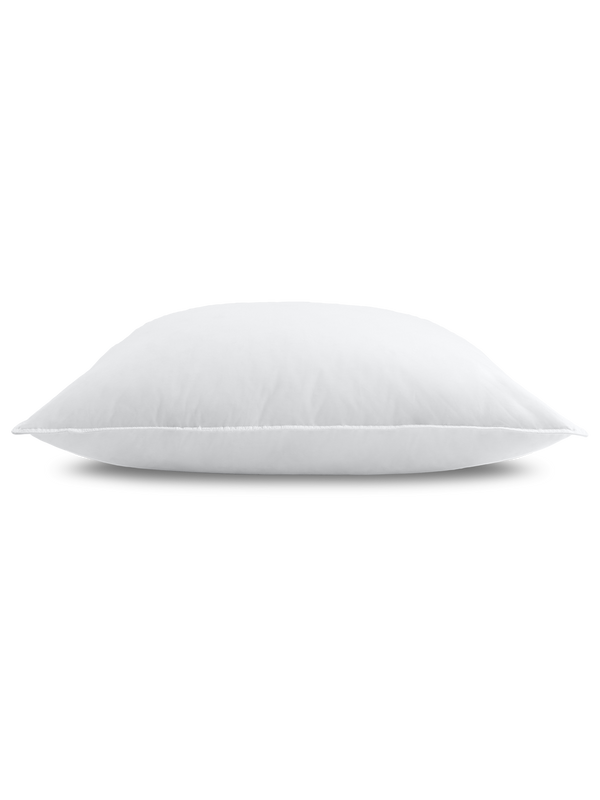 Elegant square pillow lying down in Signature White color.