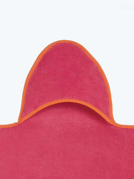 Soft and absorbent hooded towel in "Coral Reef Pink" with an embroidered Four Seasons logo.